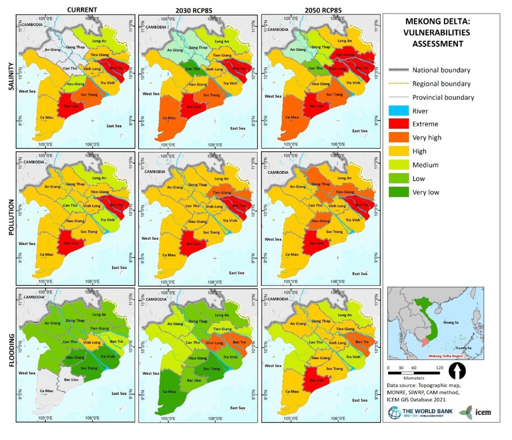 Current and Future Vulnerabilities of Drinking Water Systems in the Mekong Delta Region. Source: ICEM