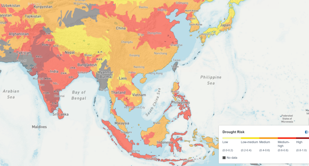 Drought Risk in Asia. Source: WRI